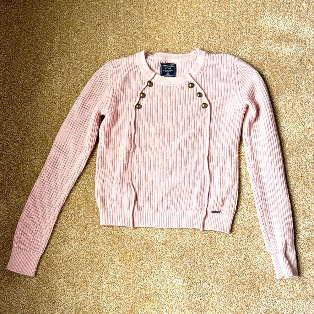 Light pink sweater with adorable button detail